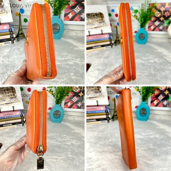 Celine Orange Leather long zippy wallet zip around wallet - Picture 3 of 16